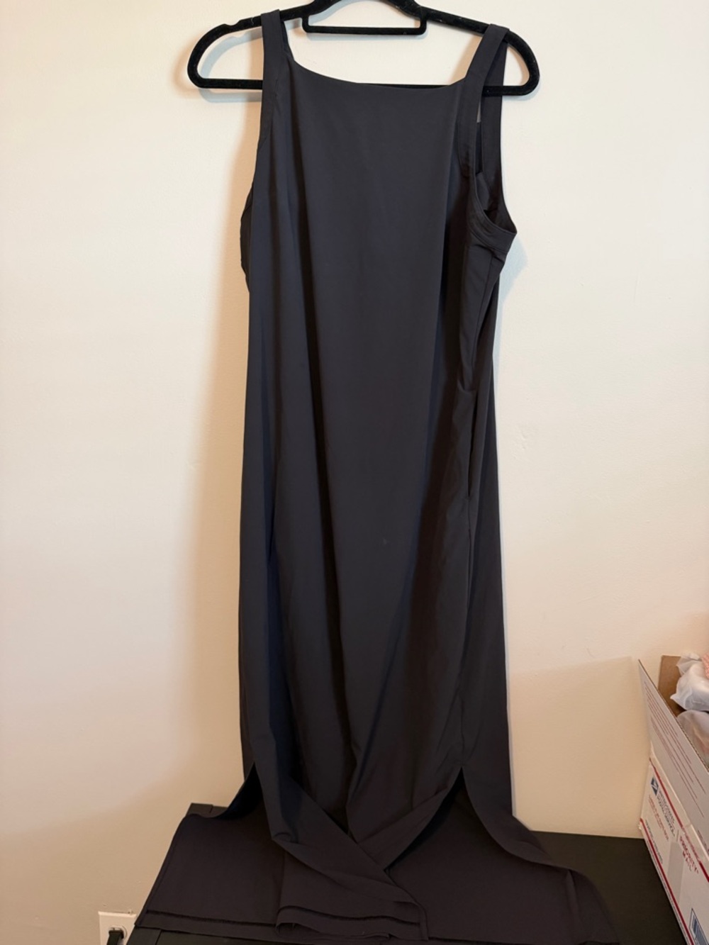 FLX Sleek Black Maxi Dress with Square Neckline Women’s size Large like new